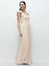 Side View Thumbnail - Oat Dramatic Ruffle Edge Strap Chiffon Maxi Dress