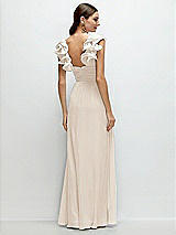 Rear View Thumbnail - Oat Dramatic Ruffle Edge Strap Chiffon Maxi Dress