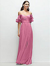 Alt View 1 Thumbnail - Orchid Pink Dramatic Ruffle Edge Strap Chiffon Maxi Dress