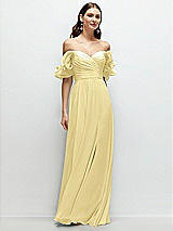 Alt View 1 Thumbnail - Pale Yellow Dramatic Ruffle Edge Strap Chiffon Maxi Dress