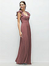 Side View Thumbnail - Rosewood Dramatic Ruffle Edge Strap Chiffon Maxi Dress