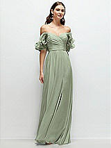 Alt View 1 Thumbnail - Sage Dramatic Ruffle Edge Strap Chiffon Maxi Dress