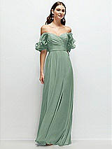 Alt View 1 Thumbnail - Seagrass Dramatic Ruffle Edge Strap Chiffon Maxi Dress