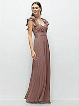 Side View Thumbnail - Sienna Dramatic Ruffle Edge Strap Chiffon Maxi Dress