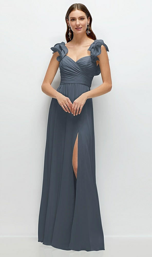 Front View - Silverstone Dramatic Ruffle Edge Strap Chiffon Maxi Dress