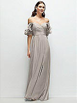 Alt View 1 Thumbnail - Taupe Dramatic Ruffle Edge Strap Chiffon Maxi Dress