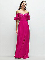 Alt View 1 Thumbnail - Think Pink Dramatic Ruffle Edge Strap Chiffon Maxi Dress