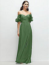 Alt View 1 Thumbnail - Vineyard Green Dramatic Ruffle Edge Strap Chiffon Maxi Dress