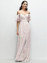 Alt View 1 Thumbnail - Watercolor Print Dramatic Ruffle Edge Strap Chiffon Maxi Dress