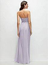 Rear View Thumbnail - Moondance Strapless Pleated Surplice Chiffon Maxi Dress with A-Line Skirt