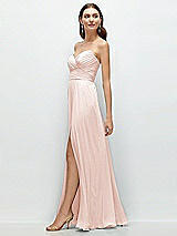 Side View Thumbnail - Blush Strapless Pleated Surplice Chiffon Maxi Dress with A-Line Skirt