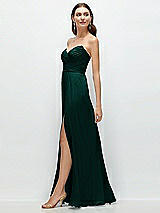 Side View Thumbnail - Evergreen Strapless Pleated Surplice Chiffon Maxi Dress with A-Line Skirt