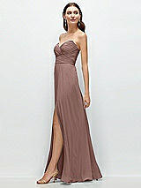 Side View Thumbnail - Sienna Strapless Pleated Surplice Chiffon Maxi Dress with A-Line Skirt