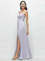 Side View Thumbnail - Silver Dove Strapless Pleated Surplice Chiffon Maxi Dress with A-Line Skirt