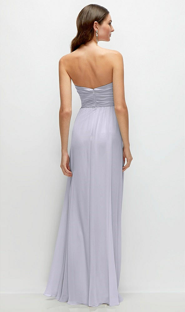 Back View - Silver Dove Strapless Pleated Surplice Chiffon Maxi Dress with A-Line Skirt