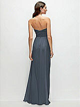 Rear View Thumbnail - Silverstone Strapless Pleated Surplice Chiffon Maxi Dress with A-Line Skirt