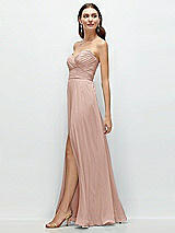 Side View Thumbnail - Toasted Sugar Strapless Pleated Surplice Chiffon Maxi Dress with A-Line Skirt