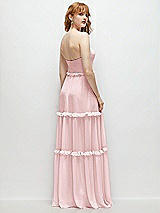 Rear View Thumbnail - Ballet Pink Strapless Chiffon Maxi Dress with Tiered Micro Ruffle Full Skirt