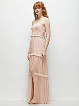 Side View Thumbnail - Cameo Strapless Chiffon Maxi Dress with Tiered Micro Ruffle Full Skirt