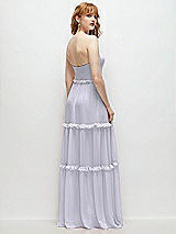 Rear View Thumbnail - Silver Dove Strapless Chiffon Maxi Dress with Tiered Micro Ruffle Full Skirt