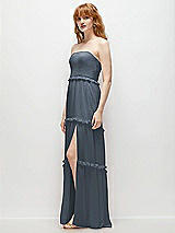 Side View Thumbnail - Silverstone Strapless Chiffon Maxi Dress with Tiered Micro Ruffle Full Skirt