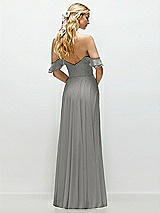 Alt View 3 Thumbnail - Chelsea Gray Convertible Ruffle Strap Chiffon Maxi Dress with Full Circle Skirt