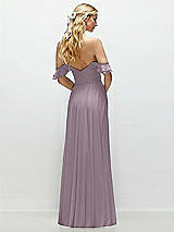 Alt View 3 Thumbnail - Lilac Dusk Convertible Ruffle Strap Chiffon Maxi Dress with Full Circle Skirt