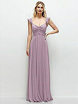 Front View Thumbnail - Suede Rose Convertible Ruffle Strap Chiffon Maxi Dress with Full Circle Skirt