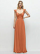 Front View Thumbnail - Sweet Melon Convertible Ruffle Strap Chiffon Maxi Dress with Full Circle Skirt