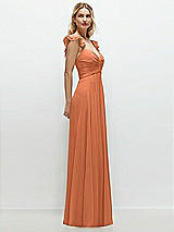 Side View Thumbnail - Sweet Melon Convertible Ruffle Strap Chiffon Maxi Dress with Full Circle Skirt