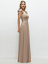 Side View Thumbnail - Topaz Convertible Ruffle Strap Chiffon Maxi Dress with Full Circle Skirt