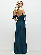 Alt View 3 Thumbnail - Atlantic Blue Convertible Ruffle Strap Chiffon Maxi Dress with Full Circle Skirt