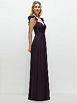 Side View Thumbnail - Aubergine Convertible Ruffle Strap Chiffon Maxi Dress with Full Circle Skirt