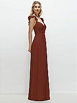 Side View Thumbnail - Auburn Moon Convertible Ruffle Strap Chiffon Maxi Dress with Full Circle Skirt