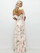 Alt View 3 Thumbnail - Blush Garden Convertible Ruffle Strap Chiffon Maxi Dress with Full Circle Skirt