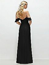 Alt View 3 Thumbnail - Black Convertible Ruffle Strap Chiffon Maxi Dress with Full Circle Skirt