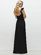 Rear View Thumbnail - Black Convertible Ruffle Strap Chiffon Maxi Dress with Full Circle Skirt