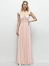 Front View Thumbnail - Blush Convertible Ruffle Strap Chiffon Maxi Dress with Full Circle Skirt