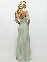 Alt View 3 Thumbnail - Celadon Convertible Ruffle Strap Chiffon Maxi Dress with Full Circle Skirt