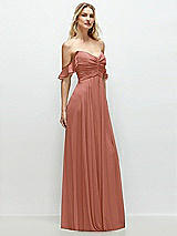 Alt View 2 Thumbnail - Desert Rose Convertible Ruffle Strap Chiffon Maxi Dress with Full Circle Skirt