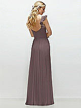 Rear View Thumbnail - French Truffle Convertible Ruffle Strap Chiffon Maxi Dress with Full Circle Skirt