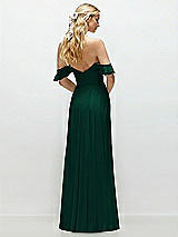 Alt View 3 Thumbnail - Hunter Green Convertible Ruffle Strap Chiffon Maxi Dress with Full Circle Skirt