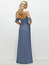 Alt View 3 Thumbnail - Larkspur Blue Convertible Ruffle Strap Chiffon Maxi Dress with Full Circle Skirt