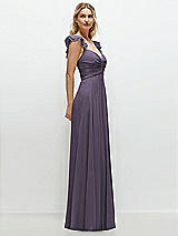 Side View Thumbnail - Lavender Convertible Ruffle Strap Chiffon Maxi Dress with Full Circle Skirt