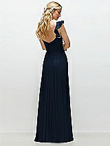 Rear View Thumbnail - Midnight Navy Convertible Ruffle Strap Chiffon Maxi Dress with Full Circle Skirt