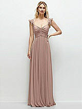 Front View Thumbnail - Neu Nude Convertible Ruffle Strap Chiffon Maxi Dress with Full Circle Skirt