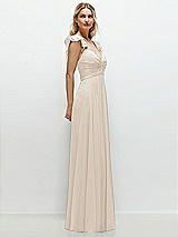 Side View Thumbnail - Oat Convertible Ruffle Strap Chiffon Maxi Dress with Full Circle Skirt