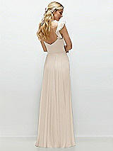 Rear View Thumbnail - Oat Convertible Ruffle Strap Chiffon Maxi Dress with Full Circle Skirt