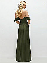 Alt View 3 Thumbnail - Olive Green Convertible Ruffle Strap Chiffon Maxi Dress with Full Circle Skirt