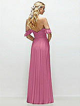 Alt View 3 Thumbnail - Orchid Pink Convertible Ruffle Strap Chiffon Maxi Dress with Full Circle Skirt